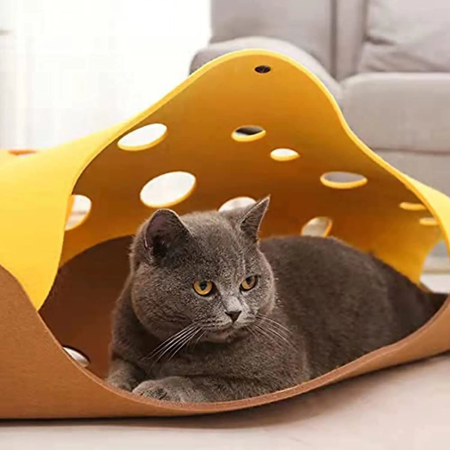Cat Tunnels Bed Foldable Pet Tunnel Tube Bed with Holes DIY Cats Play Mat Cat Activity Rug Toy for Interactive